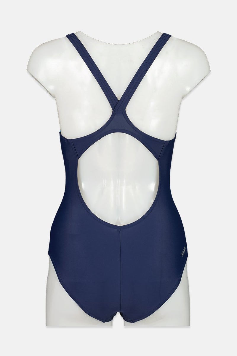 arena Women Splatter Paint One Piece Swimwear, Navy Blue - Image 2