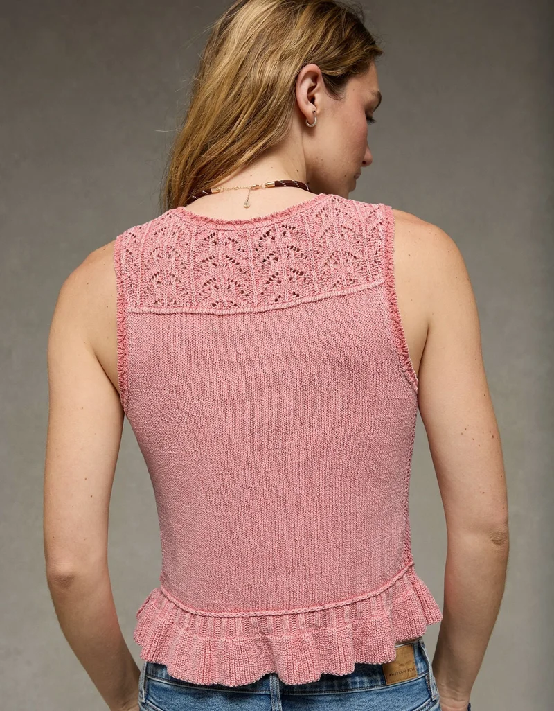 American Eagle  AE Ruffle Hem V-Neck Sweater Tank for Women | Best Price UAE