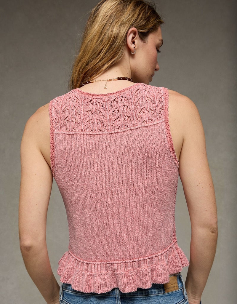 American Eagle AE Ruffle Hem V-Neck Sweater Tank - Image 2