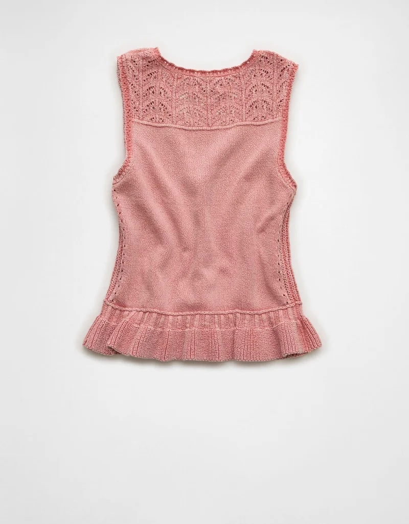 American Eagle  AE Ruffle Hem V-Neck Sweater Tank for Women | Best Price UAE