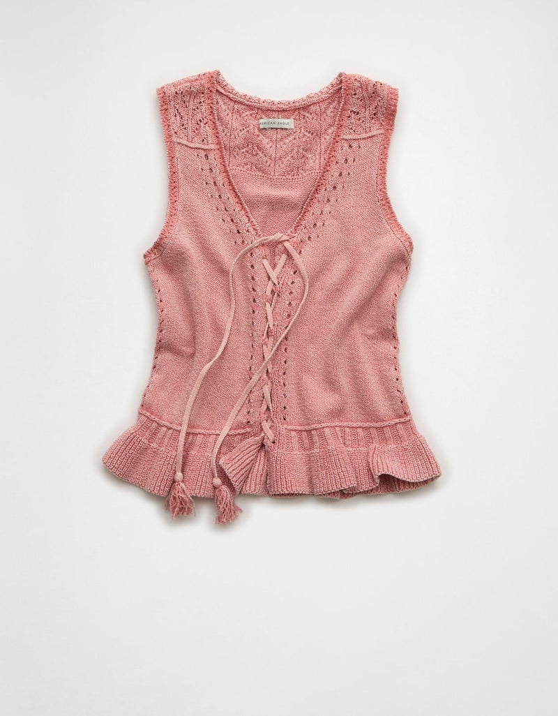 American Eagle AE Ruffle Hem V-Neck Sweater Tank - Image 4