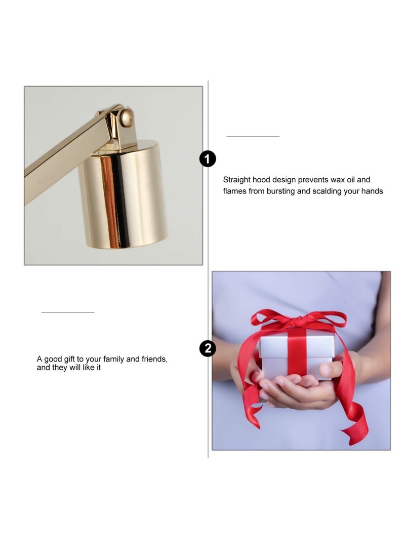 Excefore Candle Snuffer Stainless Steel Extinguisher Candlesnuffers for Putting out Extinguish Candle Wicks Flame Candle Accessory Golden  - Image 4
