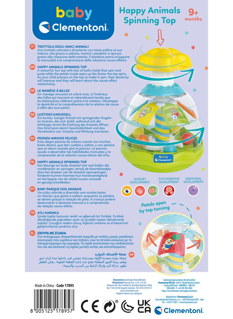 Clementoni Baby Happy Animals Spinning Top | Interactive Toy | Educational Toy | Early Learning Toy | Helps with Motor Skill Development and Hand-Eye Coordination | Perfect Gift for Baby and Toddler - Image 5