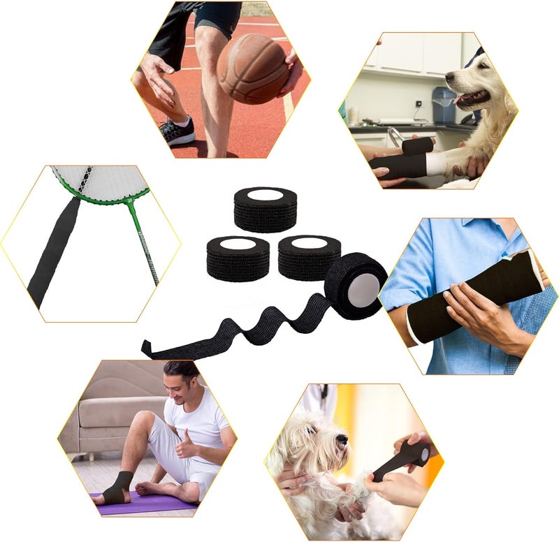 BQTQ 30 Rolls Self Adhesive Bandage Wrap Self Adherent Wrap Bandage 1 inch Self Stick Bandage Wrap Tape Stretch Bandages for Wrist Ankle Swelling Sprains Black - Image 5