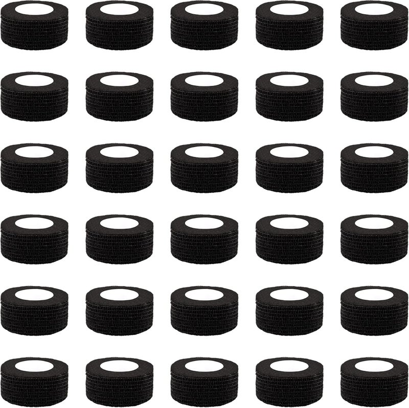 BQTQ 30 Rolls Self Adhesive Bandage Wrap Self Adherent Wrap Bandage 1 inch Self Stick Bandage Wrap Tape Stretch Bandages for Wrist Ankle Swelling Sprains Black - Image 1