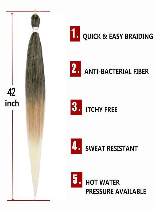 ShowCoco Braiding Hair Pre Stretched 42 Inches -8 Bundles Itch Free Synthetic Fiber Crochet Twist Braids Yaki texture Braiding Hair Extensions (42inch,1B/27/613#) - Image 2