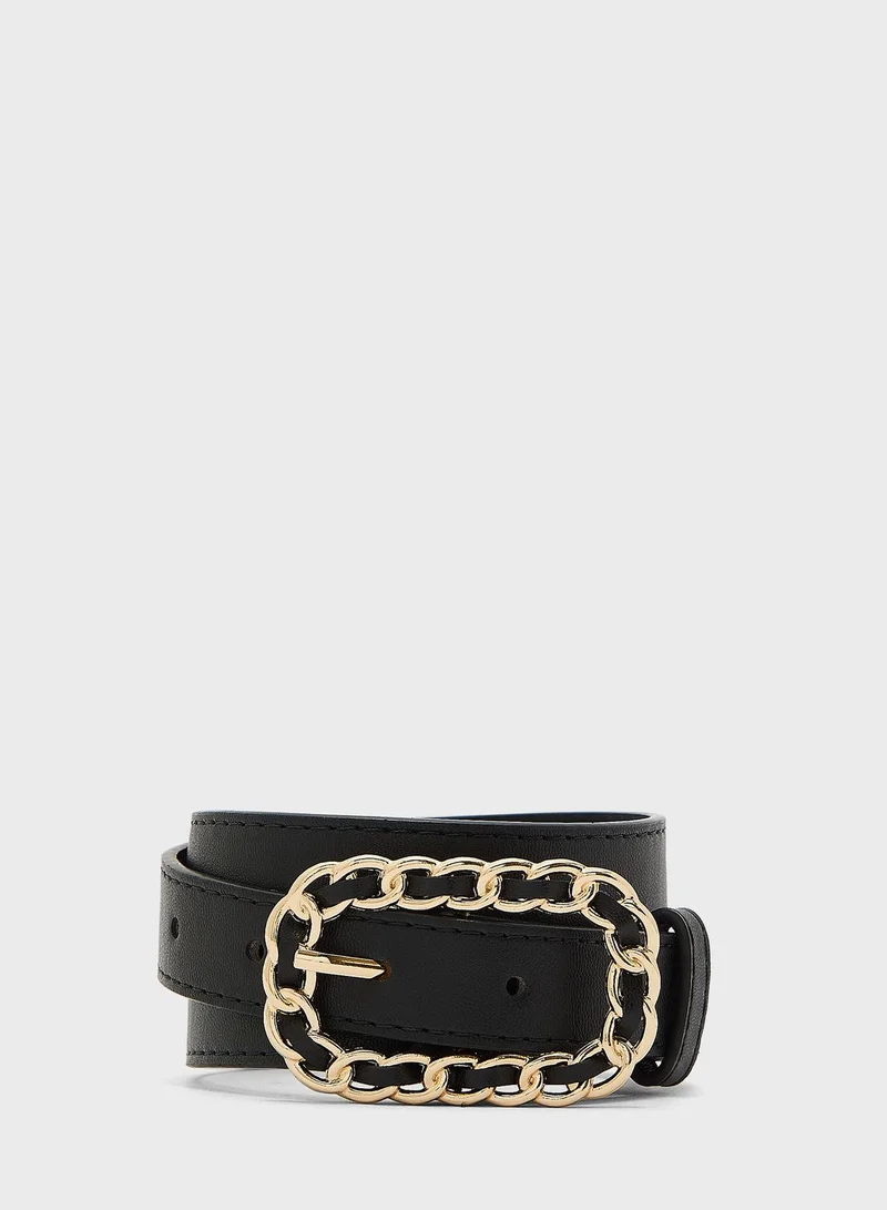 Ginger Pu Woven Chain Buckle Belt