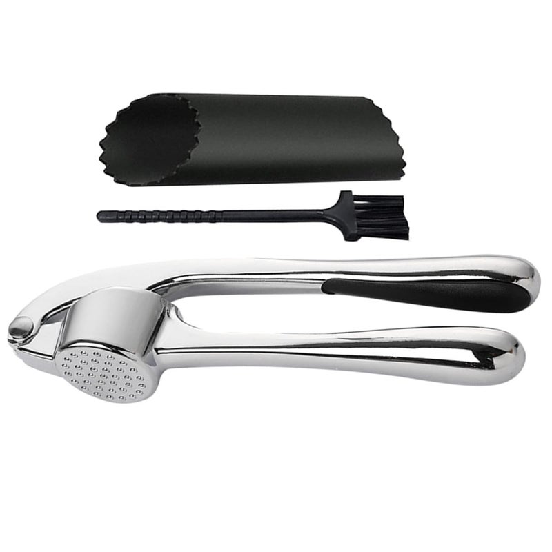 Zinc Alloy Garlic Press Set 3 Pieces Handheld Crusher Mincer And Paste Kitchen Tool - Image 2