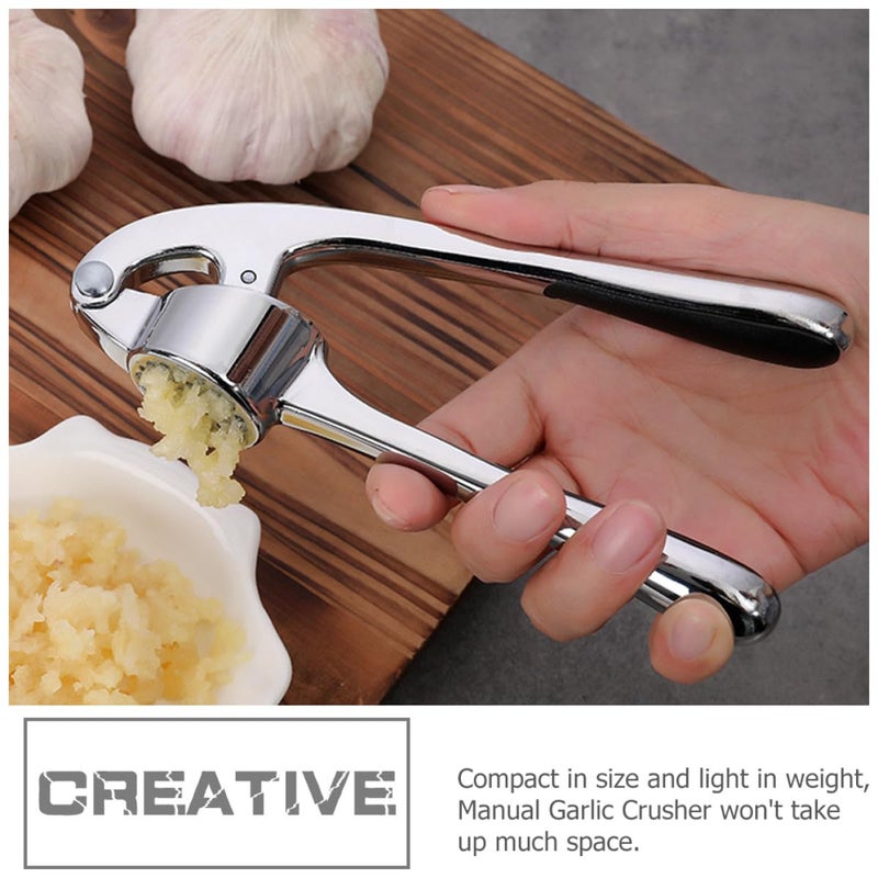 Zinc Alloy Garlic Press Set 3 Pieces Handheld Crusher Mincer And Paste Kitchen Tool - Image 5