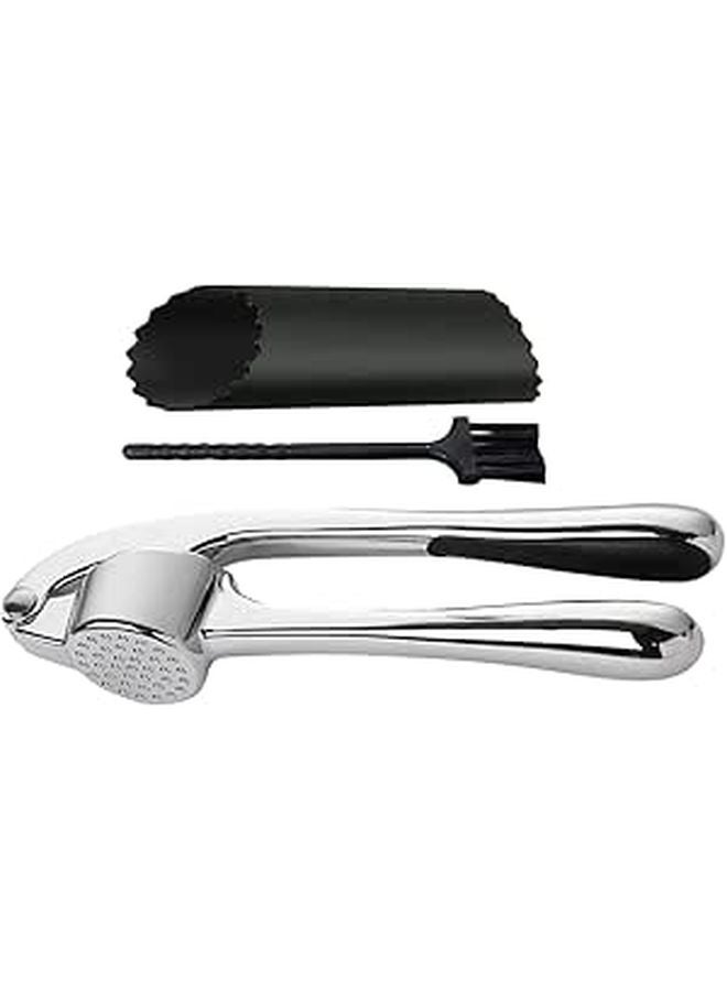 Zinc Alloy Garlic Press Set 3 Pieces Handheld Crusher Mincer And Paste Kitchen Tool - Image 1