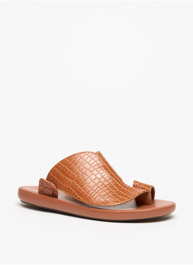 ال بي ال من شو اكسبرس Men's Textured Slip-On Arabic Sandals with Toe Loop Detail