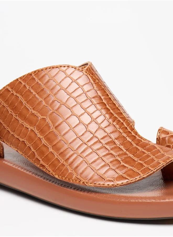 ال بي ال من شو اكسبرس Men's Textured Slip-On Arabic Sandals with Toe Loop Detail