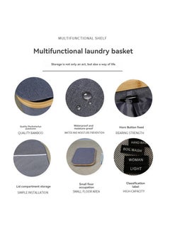 XiuWoo 100L Collapsible Laundry Basket Washing Baskets Bamboo Laundry Hamper Dirty Clothes Bins Hamper Basket  with Lid and 3 Mesh Laundry Bags and Labels for Bathroom Living Room Bedroom  - Image 3