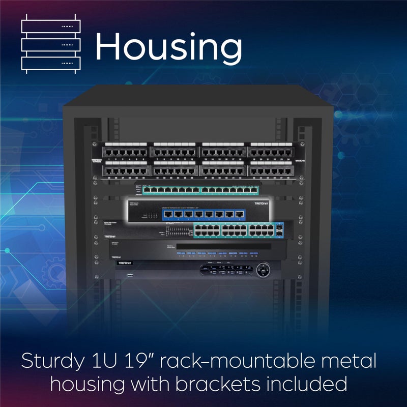 TRENDnet 8-Port 10G Switch, 8 x 10G RJ-45 Ports, 160Gbps Switching Capacity Rack mountable, 10 Gigabit Network Connections, Lifetime Protection, Black, TEG-S708 - Image 3