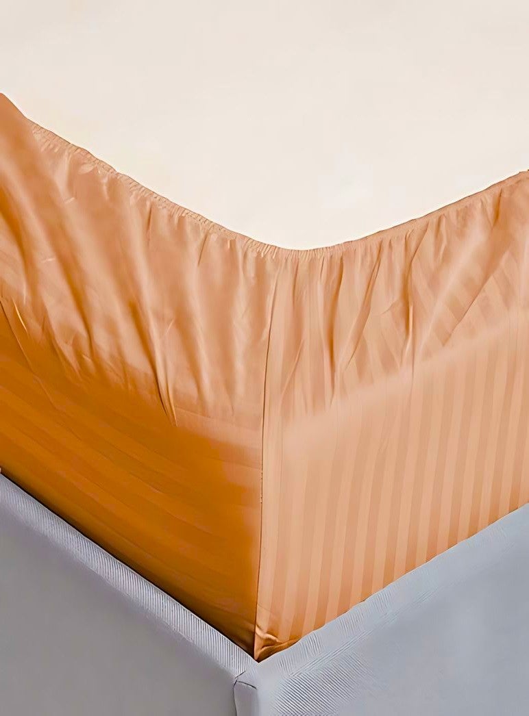 MAXQON Deep Fitted Bed Sheet with 2Pcs Pillow Covers, Double (120x200+30CM), Color Peach - Image 2