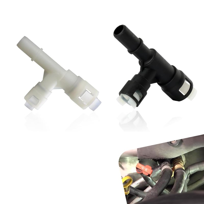 Ferianl 2 PCS Car Heater Inlet Hose Tee Connector Threeway Cooling Water Pipe Joint Replace 15055343 15055342 Compatible with Cadillac Escalade Silverado Suburban GMC Black White - Image 3