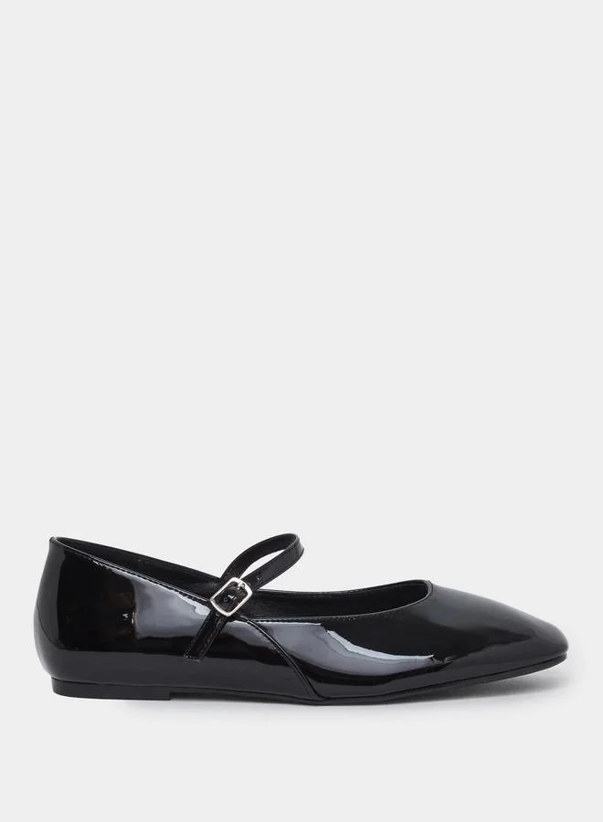 Styli Styli Women Black Patent Ballerina Shoes