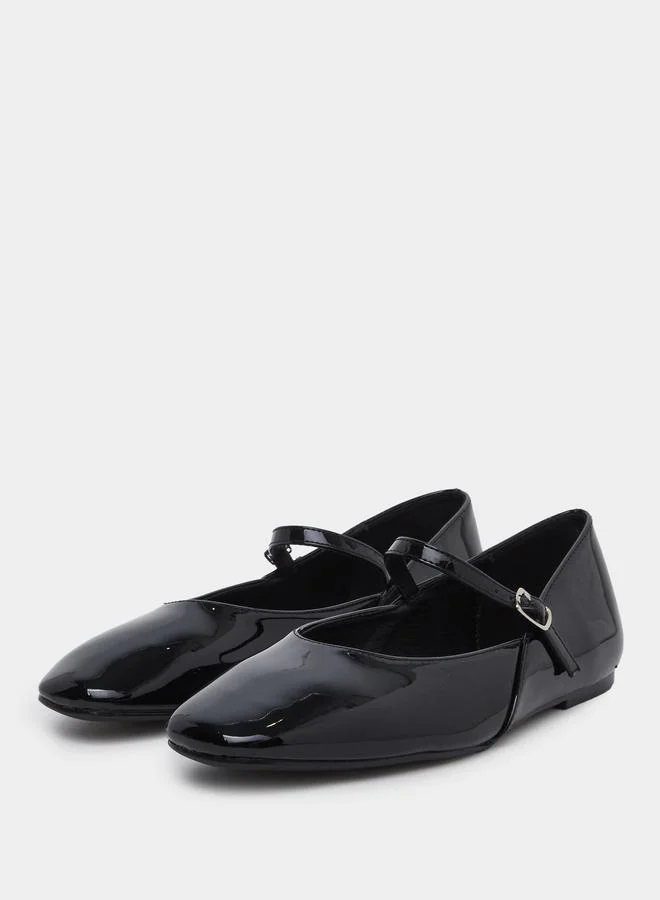 Styli Styli Women Black Patent Ballerina Shoes