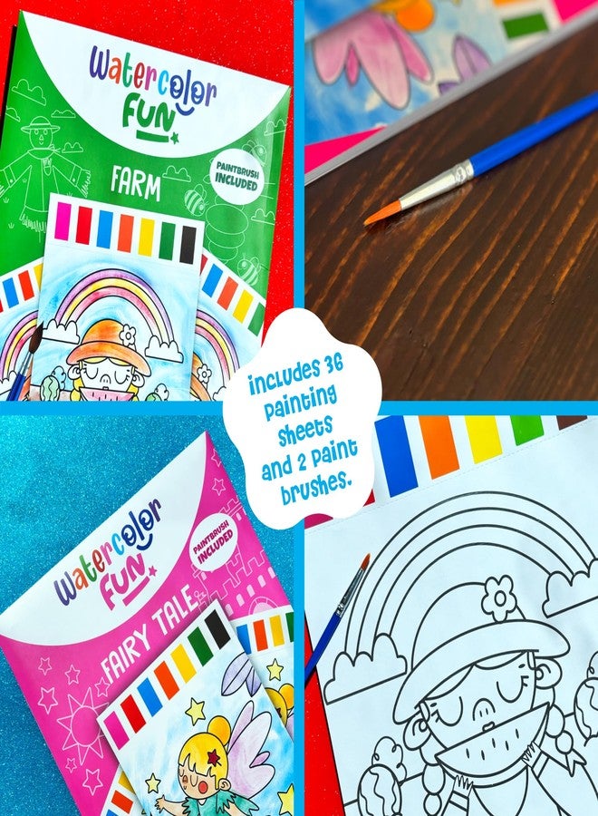 DINO MINI Watercolor Fun Value Pack - 2 Paint with Water Kits for Toddlers - Water Painting for Toddlers - Travel Activities for Kids Ages 4-8 - Screen Free Birthday Gifts (Farm - Fairy Tale) - Image 2