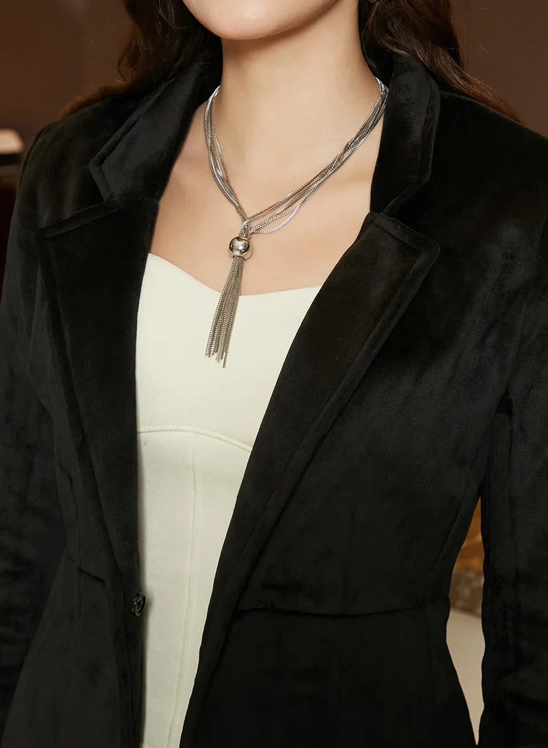 Campus Sutra Women's Onyx Black Single-Breasted Blazer