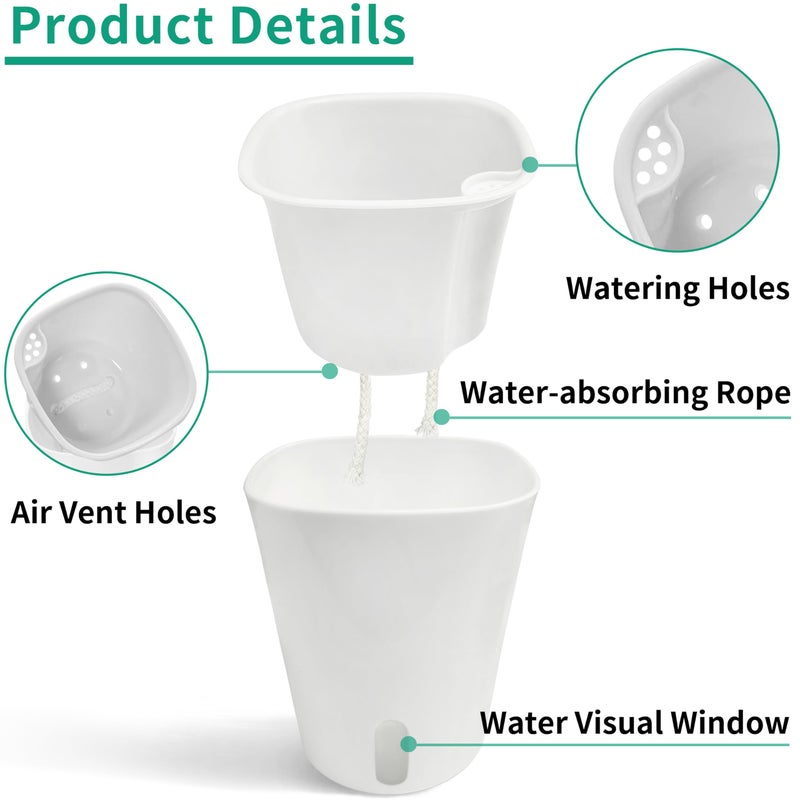 TCBWFY 3" Self Watering Pots - 10 Sets Planter Pots for Indoor Plants With Water Level Indicator and Multiple Vents - for House Plants, Flowers, Herbs - Image 2
