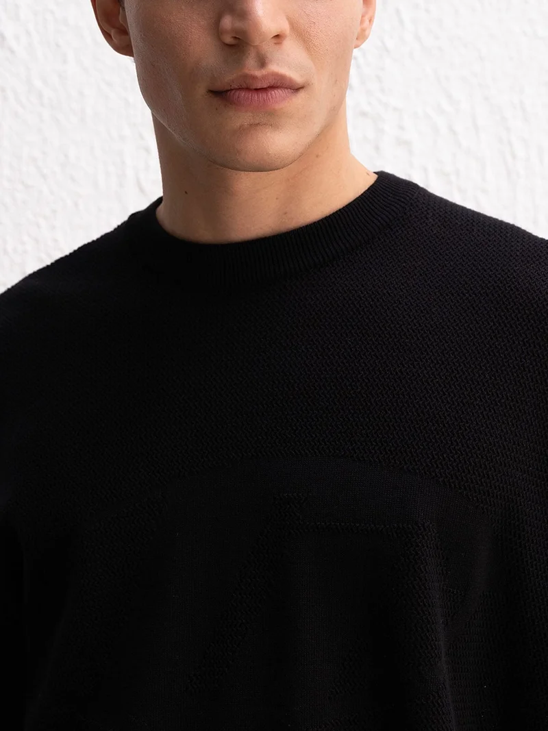 Giesto Black GIESTO Oversize Cotton Crew Neck T-Shirt for Men | Best Price UAE