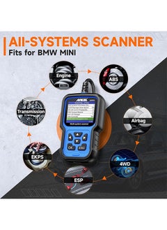 Ancel ANCEL BM500 Battery Registration Tool Fits for BMW Mini - All Systems OBD2 Scanner with Engine, ABS, SRS, ESP, SAS System Diagnosis, Car Code Reader for CBS, EPB, ETC, BMS, PCM, Oil Reset  - Image 3