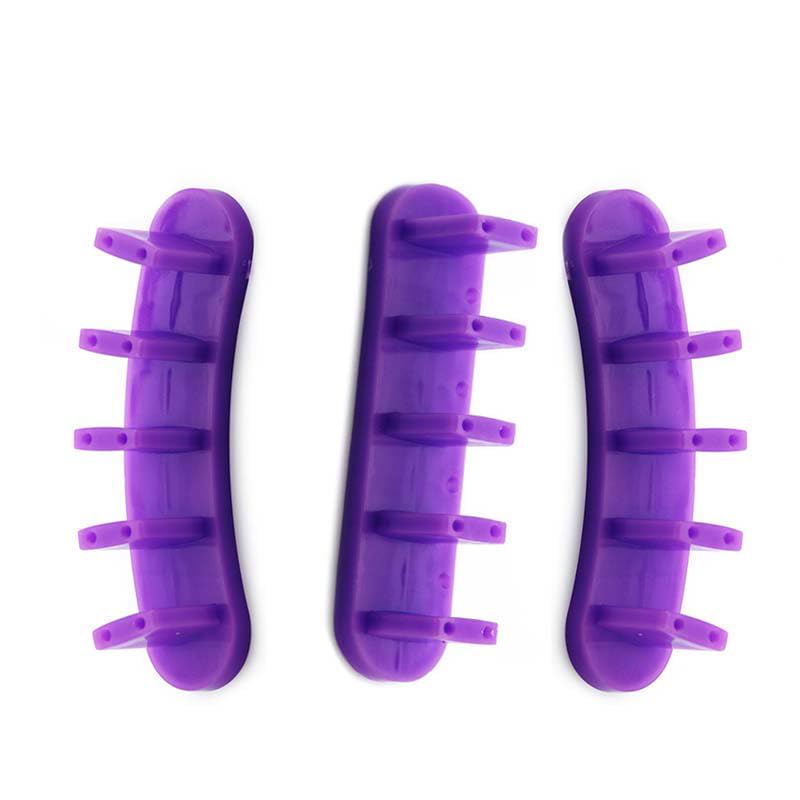 Rolabling 3pcs False Nail Art Tips Practice Display Stand Tool with 10 pcs False Nail Tips for Gel Nail Polish DIY Nail Training Tools Purple