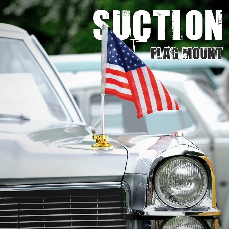 Anley Anley USA Car Flag  Flagpole with Air Suction Mount  Outdoor Suction Cup Style Flag Pole for Car Truck Boat and Vehicle with American Flag Set of 2  - Image 3