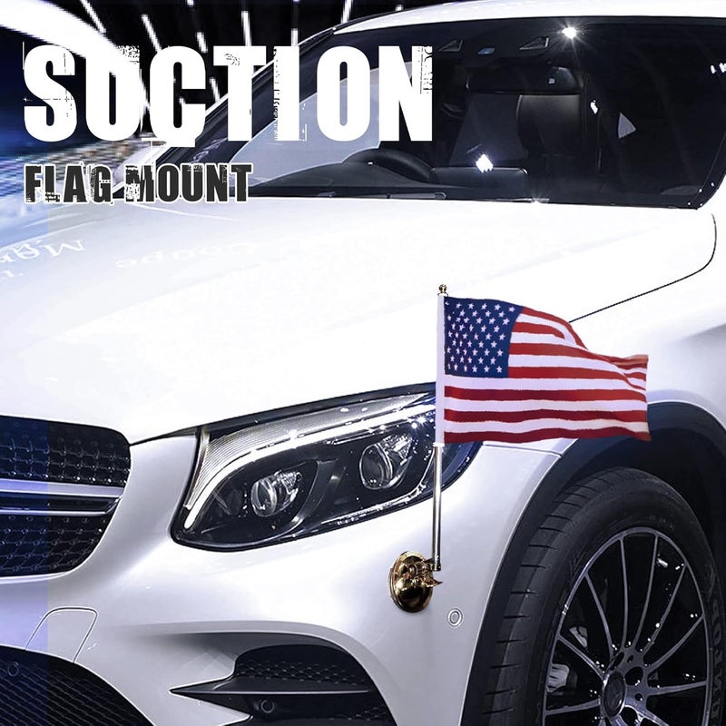 Anley Anley USA Car Flag  Flagpole with Air Suction Mount  Outdoor Suction Cup Style Flag Pole for Car Truck Boat and Vehicle with American Flag Set of 2  - Image 4