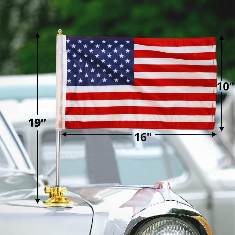 Anley Anley USA Car Flag  Flagpole with Air Suction Mount  Outdoor Suction Cup Style Flag Pole for Car Truck Boat and Vehicle with American Flag Set of 2  - Image 2