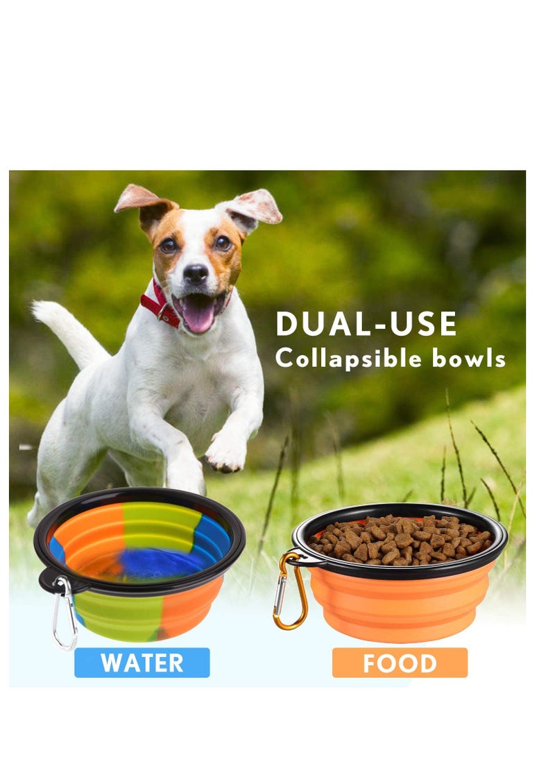 2 Pack Collapsible Silicone Dog Bowls for Water and Food Perfect for Travel and Outdoor Activities with Carabiners - Image 3