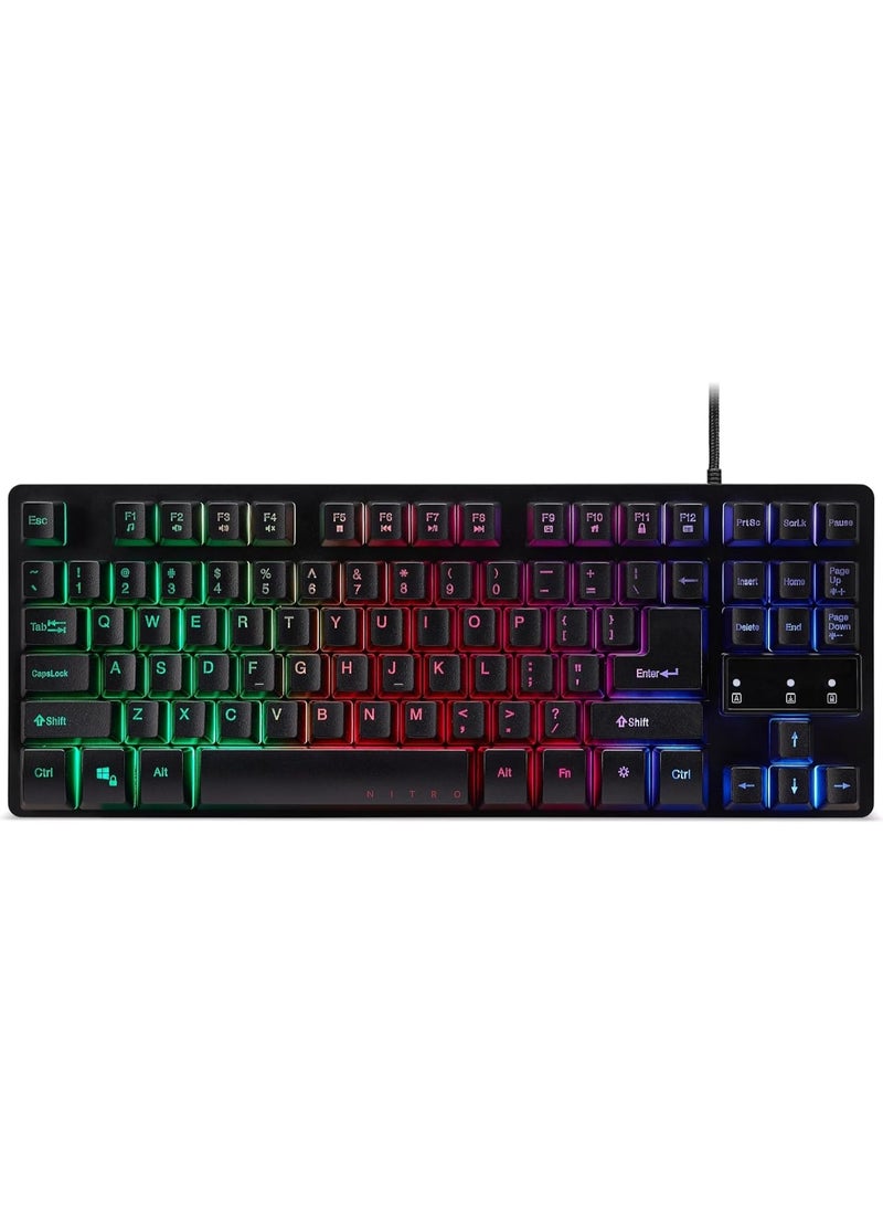 Acer Nitro Keyboard TKL, 80% Membrane Gaming Keyboard, Anti-ghosting for 19 Keys, 3-Zone RGB Backlight, 5M Keystroke, UK Layout, Black - Image 3