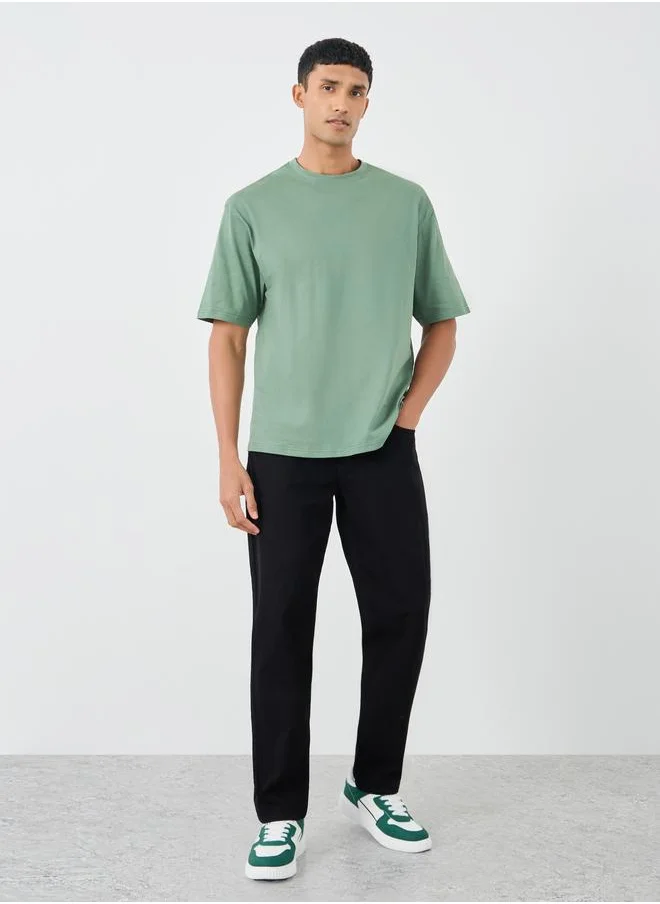 Styli Styli Slogan Print Oversize Fit Crew Neck T-Shirt