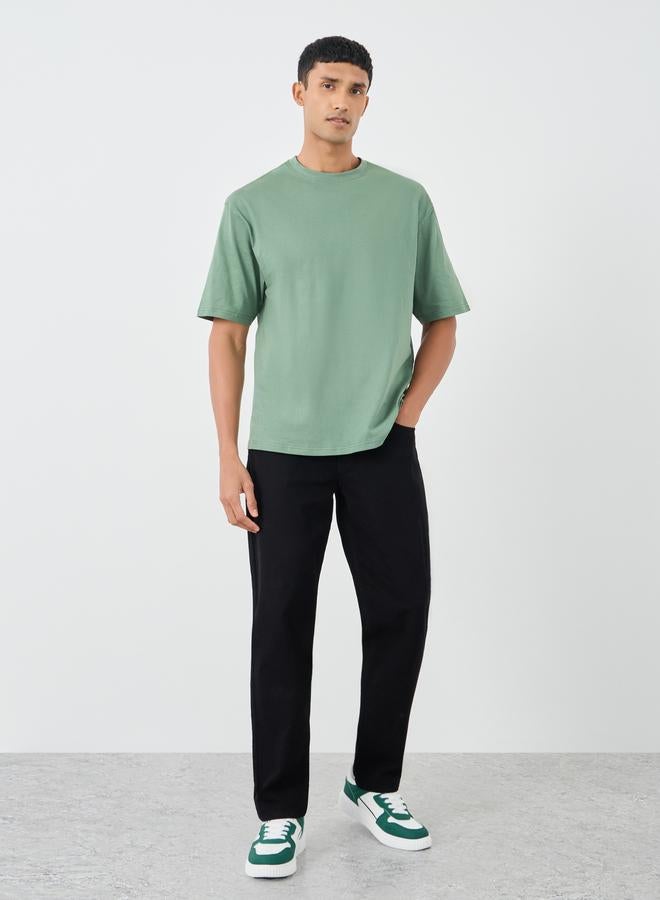 Styli Slogan Print Oversize Fit Crew Neck T-Shirt - Image 2