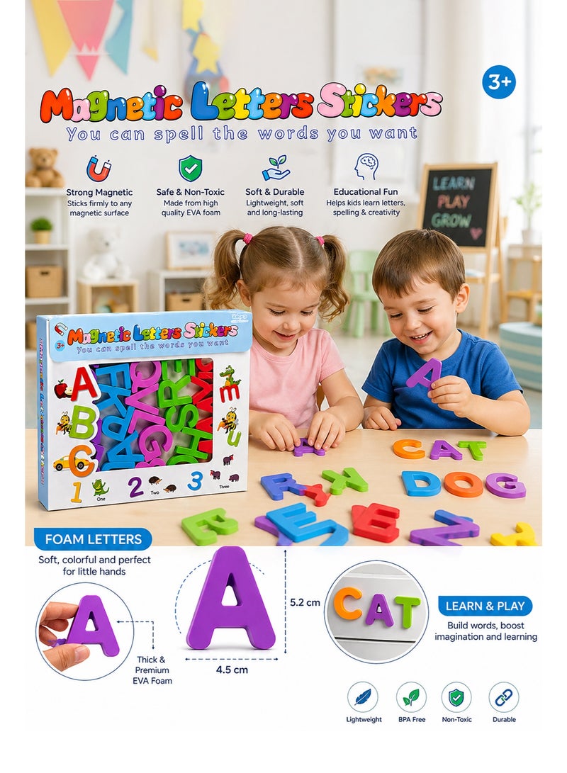 26PCS Uppercase Magnetic Foam Letters – Colorful Alphabet Letters for Kids Learning Educational Toy for Spelling and Word Building - Image 3