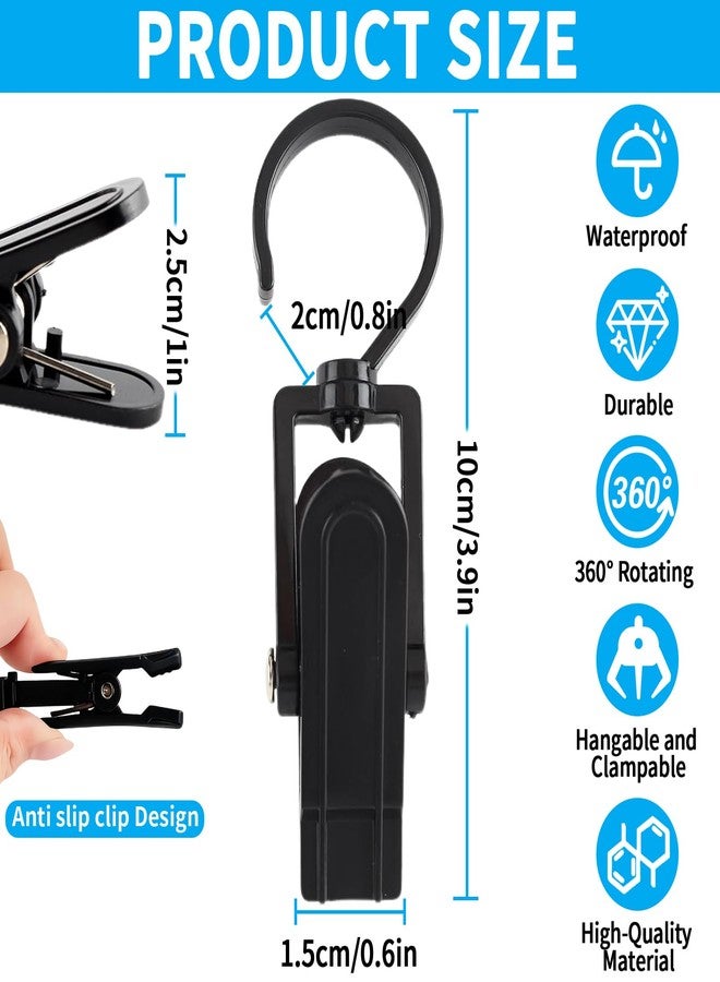 VinBee 20 PCS Laundry Hooks with Clips Super Strong Plastic Home Travel Swivel Hanging Hanger Closet Organizer Clamps Socks Boot Bras Towels for Bathroom Wardrobe Kitchen Office - 4.3 Inches (Black) - Image 2