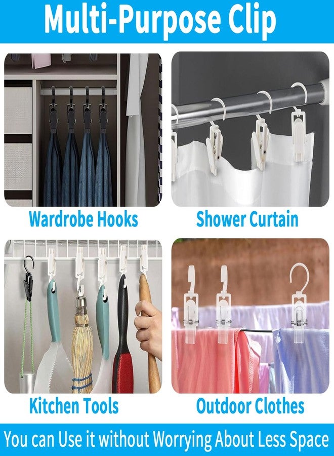 VinBee 20 PCS Laundry Hooks with Clips Super Strong Plastic Home Travel Swivel Hanging Hanger Closet Organizer Clamps Socks Boot Bras Towels for Bathroom Wardrobe Kitchen Office - 4.3 Inches (Black) - Image 5