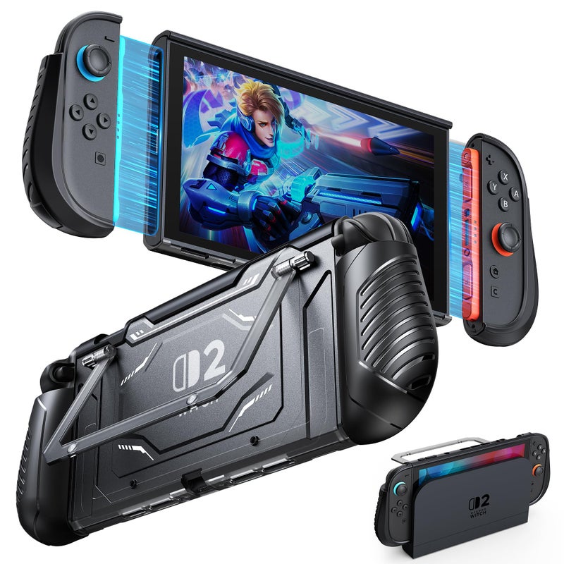 FYOUNG Switch 2 Protective Case with Kickstand, FYOUNG Dockable Hard PC Shell for Nintendo Switch 2 Console 2025, Full Protection Accessories,Shockproof, Soft TPU Ergonomic Grip for Joycon - Image 1