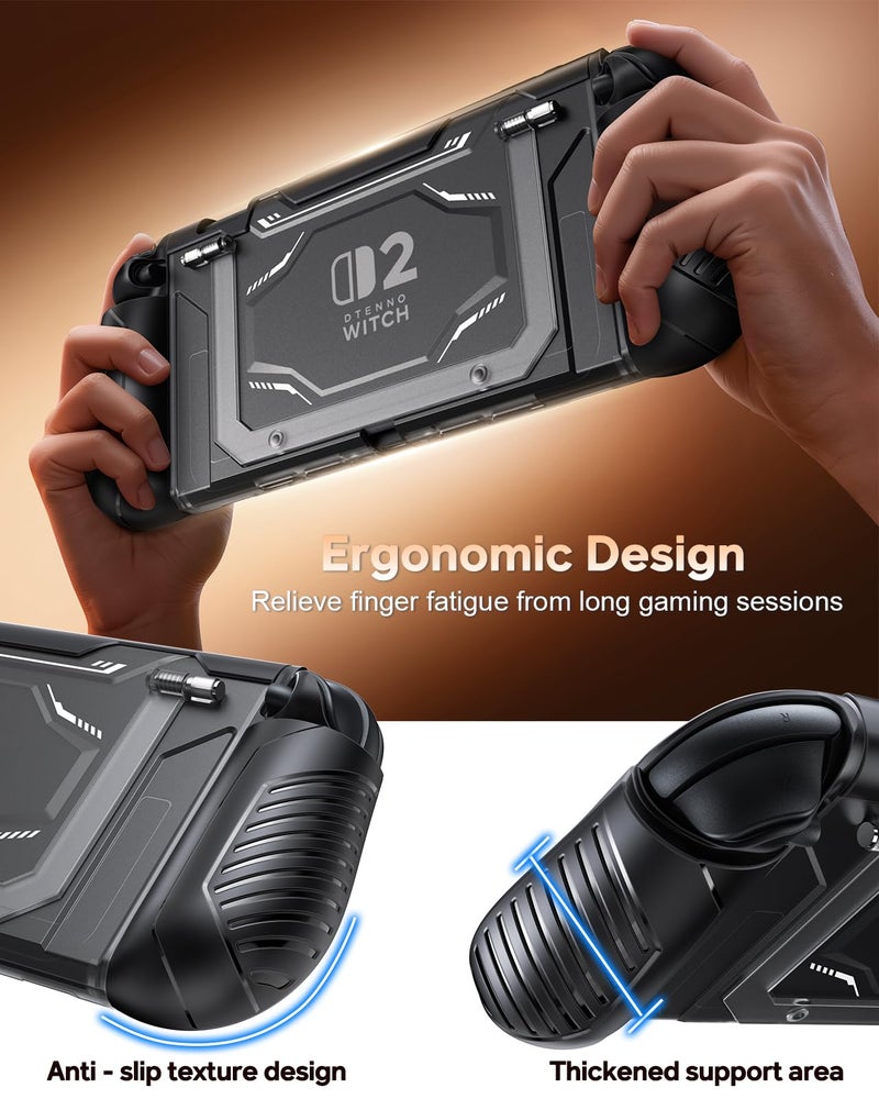 FYOUNG Switch 2 Protective Case with Kickstand, FYOUNG Dockable Hard PC Shell for Nintendo Switch 2 Console 2025, Full Protection Accessories,Shockproof, Soft TPU Ergonomic Grip for Joycon - Image 4