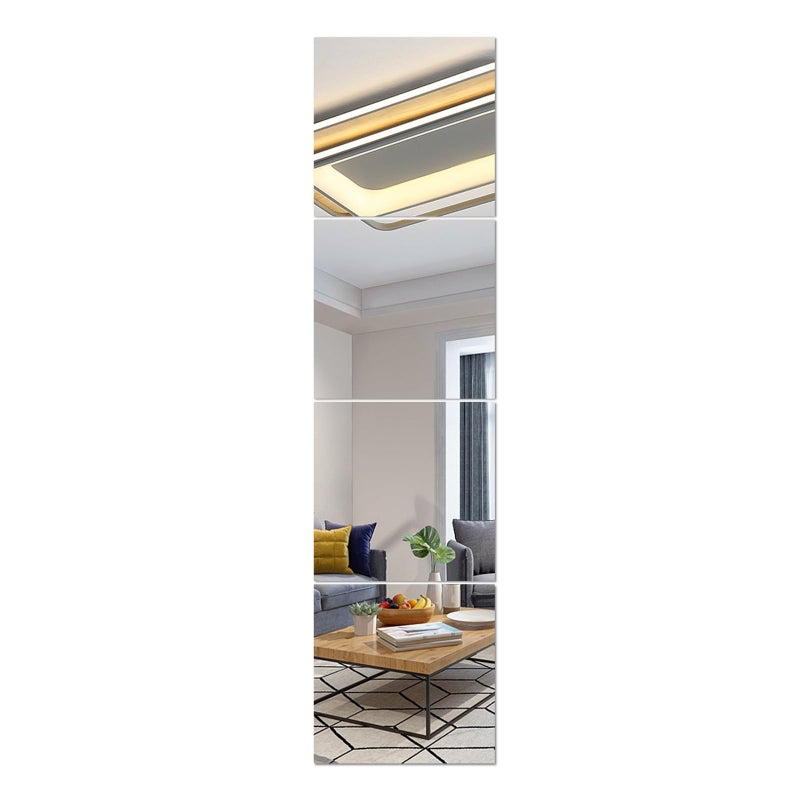 jeoyoo HD الزجاج الطول الكامل الطول مرآة الجدار - مجموعة من 4 8 '× 8' ' - بدون إطار مثالي لغرفة النوم حمام صالة الألعاب الرياضية - ديكور متعدد الاستخدامات وأكثر من الأبواب مرايا مع ملصقات مرآة طفل - Image 1