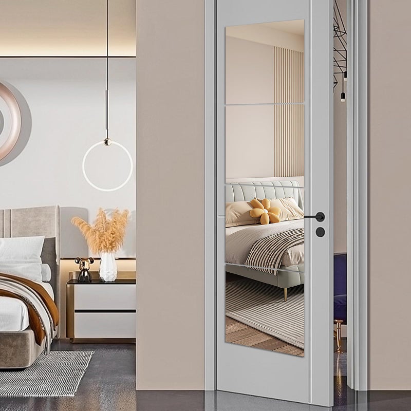 jeoyoo HD الزجاج الطول الكامل الطول مرآة الجدار - مجموعة من 4 8 '× 8' ' - بدون إطار مثالي لغرفة النوم حمام صالة الألعاب الرياضية - ديكور متعدد الاستخدامات وأكثر من الأبواب مرايا مع ملصقات مرآة طفل - Image 5