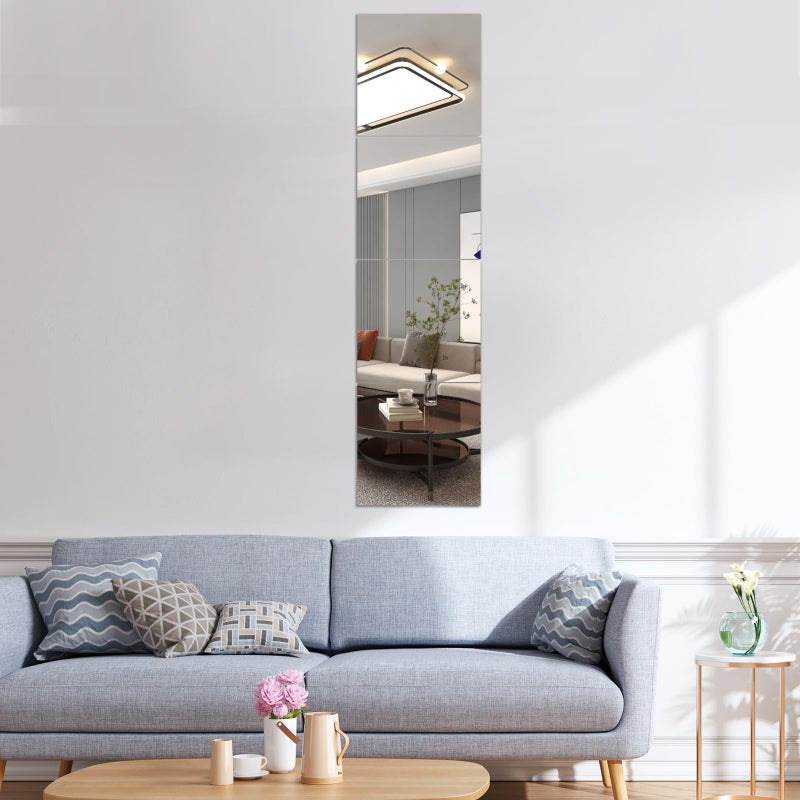 jeoyoo HD الزجاج الطول الكامل الطول مرآة الجدار - مجموعة من 4 8 '× 8' ' - بدون إطار مثالي لغرفة النوم حمام صالة الألعاب الرياضية - ديكور متعدد الاستخدامات وأكثر من الأبواب مرايا مع ملصقات مرآة طفل - Image 2