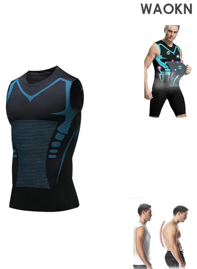 WAOKN Men's Compression Shirt - New Version Ionic+ Shaping Sleeveless Vest for Fitness & Workout, Breathable Quick-Dry Muscle Tank Top for Gym, Running & Training, Performance Athletic Compression Wear for Men(XL） - Image 1