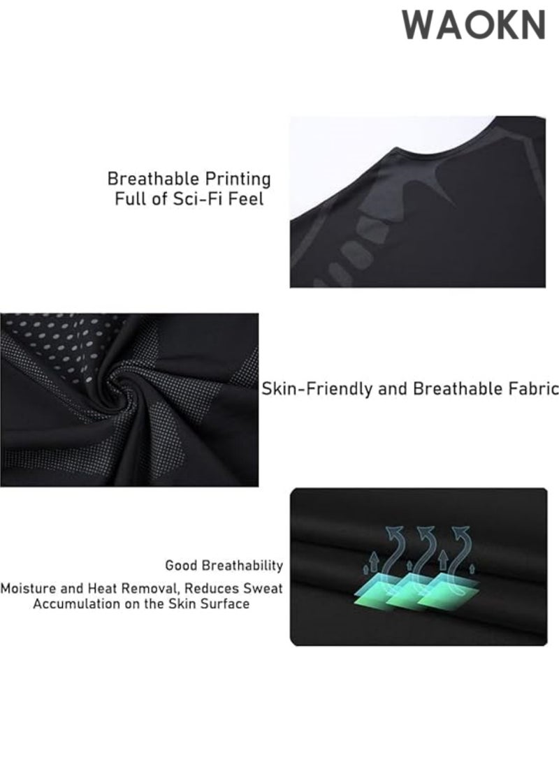 WAOKN Men's Compression Shirt - New Version Ionic+ Shaping Sleeveless Vest for Fitness & Workout, Breathable Quick-Dry Muscle Tank Top for Gym, Running & Training, Performance Athletic Compression Wear for Men(XL） - Image 3
