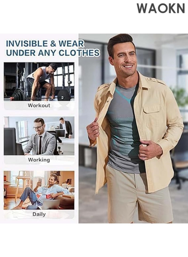 WAOKN Men's Compression Shirt - New Version Ionic+ Shaping Sleeveless Vest for Fitness & Workout, Breathable Quick-Dry Muscle Tank Top for Gym, Running & Training, Performance Athletic Compression Wear for Men(XL） - Image 4