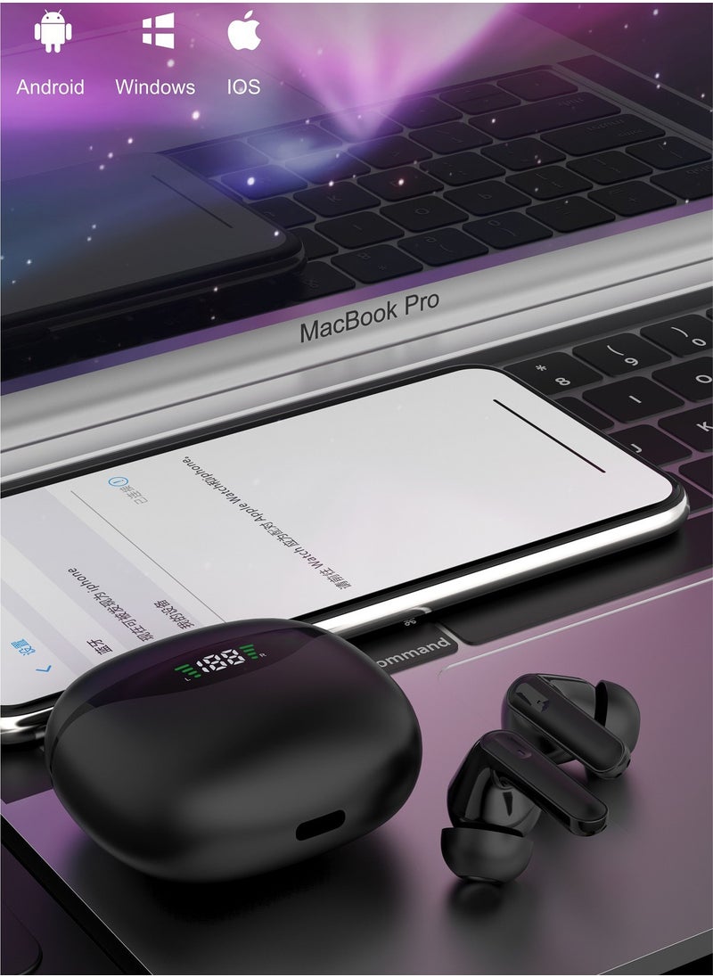 Youque - New TWS Waterproof Sports In-Ear Wireless Earbuds, Bluetooth Earphones with LED Digital Display for iPhone IOS Android Windows Black - Image 1