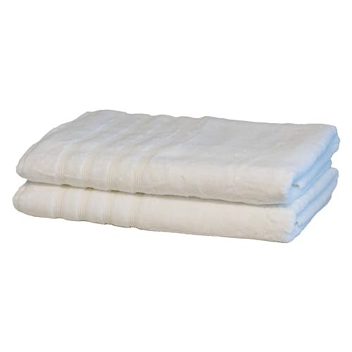 Mosobam Mosobam Luxury Turkish Towels Set of 2 Bath Sheets 35X70 White Oversize 700 GSM Bamboo Viscose  Aegean Turkish Combed Cotton 