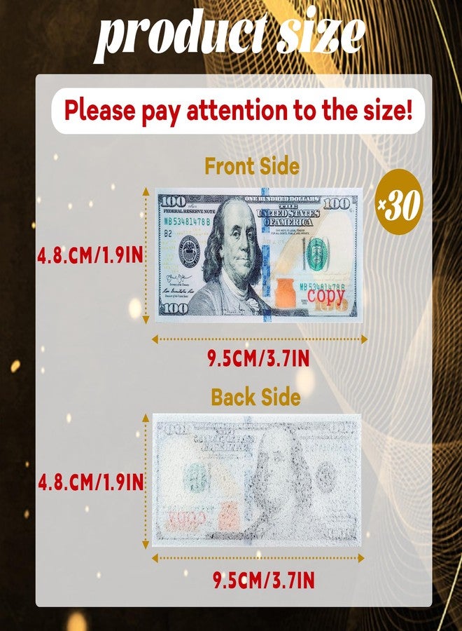 Morofme 30pcs Mini Edible 100 Dollar Bill Cake Cupcake Toppers Small Edible Money Cake Topper Edible Money Image Wafer Paper Cake Decorations Precut Fake Money for Birthday Party Supplies - Image 2