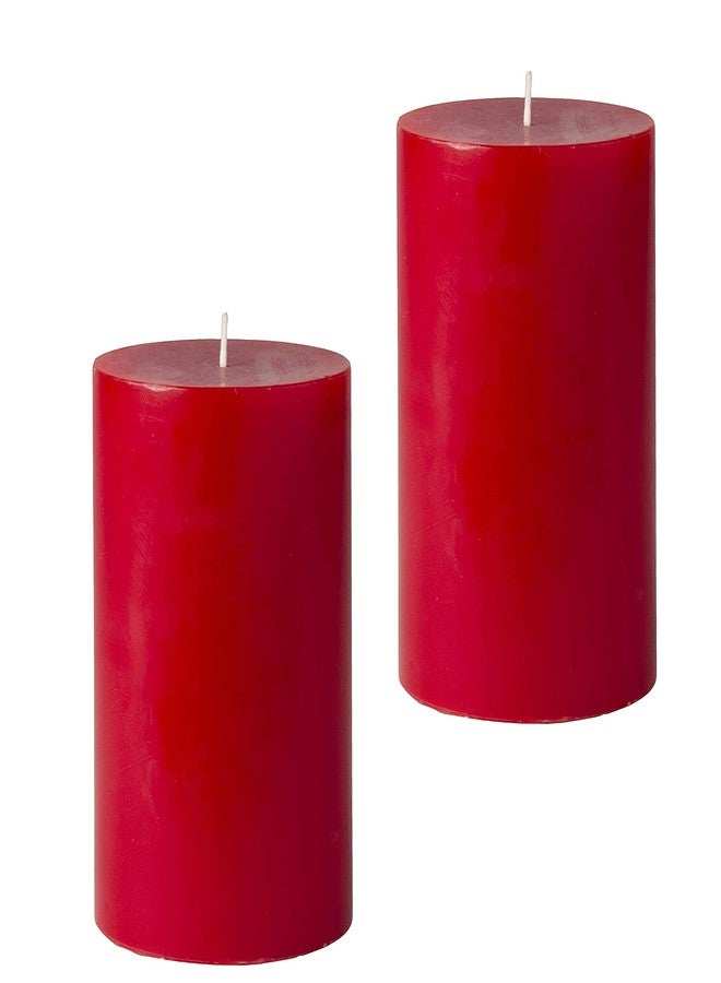 Luces Paraffin Wax Smokeless Scented 2.5"X3" Red Tall Pillar Candle for Decoretion Pack of 2 - Image 1